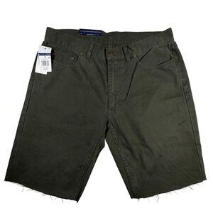 Polo Ralph Lauren Mens 34 Straight Fit Raw Hem Shorts Dark Botan Green Cotton